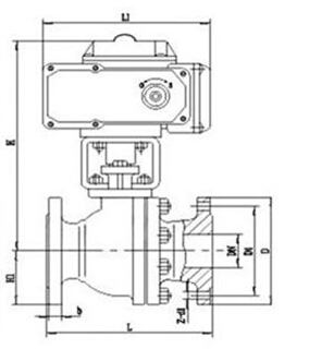 Q941F 型 PN16~PN63 浮動(dòng)軟密封電動(dòng)球閥結(jié)構(gòu)圖