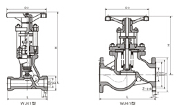 WJ41H、WJ41W 型 PN16~PN40 波紋管截止閥結(jié)構(gòu)圖片