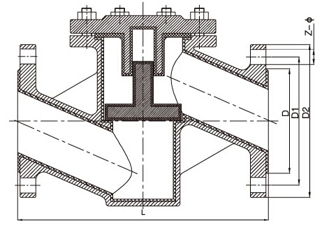 H41F4-10/16、H41F46-10/16襯氟止回閥結(jié)構(gòu)圖片